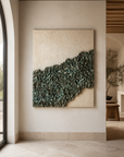 Detailed close up of draped textile folds and heavy relief texture on Piece of Iceberg artwork