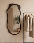Modern Textured Wall Mirror 48 x 24 Inch | Designer HDHMR PU Finish Mirror for Bedroom & Home Decor