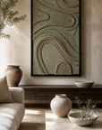 Natural Recital 2x2.5 ft luxury 3D macrame and thread textured wall art on waterproof HDMR board