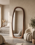 Luxury Arched Full Length Floor Mirror – Large Wood Frame Leaning Wall Mirror for Bedroom & Living Room - 55 x 22 inch