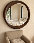 Luxury Natural Wood Arched Full Length Mirror – Large Designer Floor Mirror for Bedroom & Living Room - 32 x 28 inch