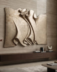 Side perspective showing depth, thickness, and mounting cleat of FRP base 3D wall art