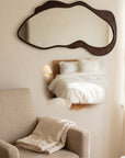 Modern Textured Wall Mirror 48 x 24 Inch | Designer HDHMR PU Finish Mirror for Bedroom & Home Decor