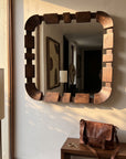 Teak Wood Wall Mirror 26 x 26 Inch | Handmade Wooden Decorative Mirror for Bedroom & Home Decor
