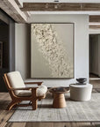 Beige Textured Oil Painting - Modern Minimalist Abstract Wall Art - Artwallpainting