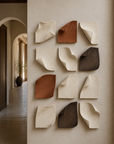 "Symphony in Sand" Minimalist 3D Textured Plaster Wall Art (Set of 12 | 10"x10" Each) – Handcrafted Neutral Geometric Grid Panels for Luxury Living Room & Foyer