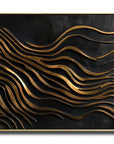 Multicolor 3D Gold Wave Wall Art Modern Abstract Metal-Inspired Textured Design - Artwallpainting