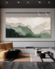 Multicolor 3D Green Minimalist Beach Painting - Artwallpainting