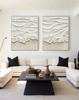 Multicolor Abstract Beige Ocean Wave Wall Art-Set Of 2 - Artwallpainting