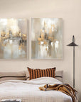 Multicolor Abstract Cityscape Dual Canvas Set With Reflections Set Of 2 - Artwallpainting
