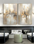 Multicolor Abstract Cityscape Dual Canvas Set With Reflections Set Of 2 - Artwallpainting