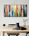Multicolor Abstract Colorful Striped Canvas Art - Modern Vertical Wall Decor - Artwallpainting