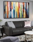 Multicolor Abstract Colorful Striped Canvas Art - Modern Vertical Wall Decor - Artwallpainting