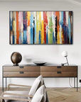 Multicolor Abstract Colorful Striped Canvas Art - Modern Vertical Wall Decor - Artwallpainting