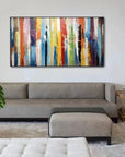 Multicolor Abstract Colorful Striped Canvas Art - Modern Vertical Wall Decor - Artwallpainting