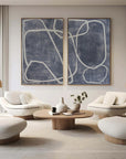 Multicolor Abstract Dual Canvas Art - Dynamic Geometric Linework Set Of 2 - Artwallpainting