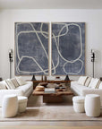 Multicolor Abstract Dual Canvas Art - Dynamic Geometric Linework Set Of 2 - Artwallpainting