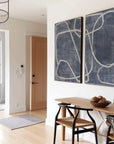 Multicolor Abstract Dual Canvas Art - Dynamic Geometric Linework Set Of 2 - Artwallpainting