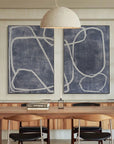 Multicolor Abstract Dual Canvas Art - Dynamic Geometric Linework Set Of 2 - Artwallpainting