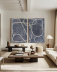 Multicolor Abstract Dual Canvas Art - Dynamic Geometric Linework Set Of 2 - Artwallpainting