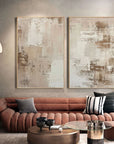 Multicolor Abstract Elegance Neutral Textured Canvas Set Set Of 2 - Artwallpainting