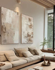 Multicolor Abstract Elegance Neutral Textured Canvas Set Set Of 2 - Artwallpainting