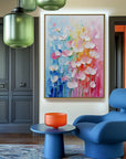 Multicolor Abstract Floral Textured Oil Painting | Colorful Flower Wall Art For Modern Home Decor - Artwallpainting