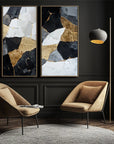 Multicolor Abstract Geometric Gold And Canvas - Luxury Modern Wall Art - Artwallpainting