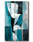 Multicolor Abstract Geometric Harmony-Geometric Blue Tone Abstract Hand-Painted Oil Painting Wall Art - Artwallpainting