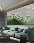 Multicolor Abstract Green And Textured Wall Art - Modern Horizontal Canvas - Artwallpainting