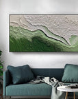 Multicolor Abstract Green And Textured Wall Art - Modern Horizontal Canvas - Artwallpainting