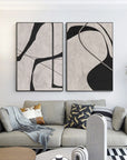 Multicolor Abstract Monochrome Dual Panel Wall Art Set Of 2 - Artwallpainting