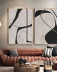 Multicolor Abstract Monochrome Dual Panel Wall Art Set Of 2 - Artwallpainting