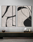 Multicolor Abstract Monochrome Dual Panel Wall Art Set Of 2 - Artwallpainting