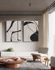 Multicolor Abstract Monochrome Dual Panel Wall Art Set Of 2 - Artwallpainting
