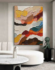 Multicolor Abstract Textured Layered Painting - Modern Wave Patterns On Canvas - Artwallpainting