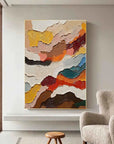 Multicolor Abstract Textured Layered Painting - Modern Wave Patterns On Canvas - Artwallpainting
