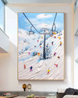 Multicolor Alpine Adventure Textured Ski Scene - Artwallpainting