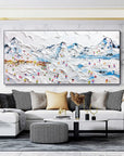 Multicolor Alpine Village Textured Ski Resort Scene - Artwallpainting