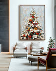 Multicolor Artextured Festive Glow | Textured Christmas Tree Oil Painting - Artwallpainting