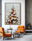 Multicolor Artextured Festive Glow | Textured Christmas Tree Oil Painting - Artwallpainting