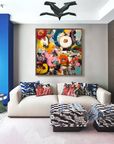 Multicolor Artextured Pop Carnival | Bold Abstract Circular Pop Art Painting - Artwallpainting