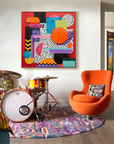 Multicolor Artextured Pop Dimension | Vibrant Retro Geometric Pop Art Canvas - Artwallpainting