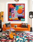 Multicolor Artextured Pop Dimension | Vibrant Retro Geometric Pop Art Canvas - Artwallpainting