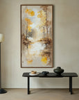 Multicolor Autumn Reflection - Vertical Textured Landscape Oil Painting - Artwallpainting