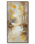 Multicolor Autumn Reflection - Vertical Textured Landscape Oil Painting - Artwallpainting