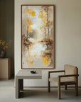 Multicolor Autumn Reflection - Vertical Textured Landscape Oil Painting - Artwallpainting