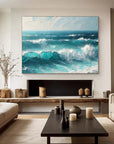 Multicolor Azure Symphony - Abstract Ocean Wave Painting - Artwallpainting