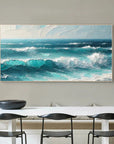 Multicolor Azure Symphony - Abstract Ocean Wave Painting - Artwallpainting