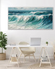Multicolor Azure Symphony - Abstract Ocean Wave Painting - Artwallpainting